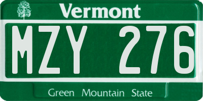 VT license plate MZY276