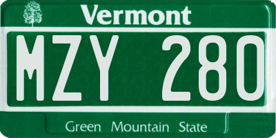 VT license plate MZY280