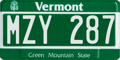 VT license plate MZY287