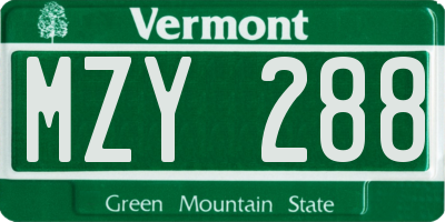 VT license plate MZY288