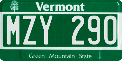 VT license plate MZY290