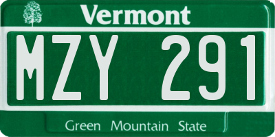 VT license plate MZY291