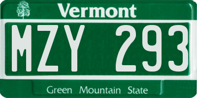 VT license plate MZY293