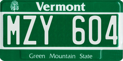VT license plate MZY604