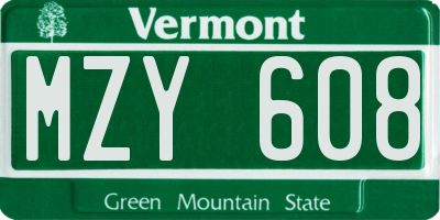 VT license plate MZY608
