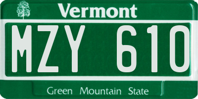 VT license plate MZY610