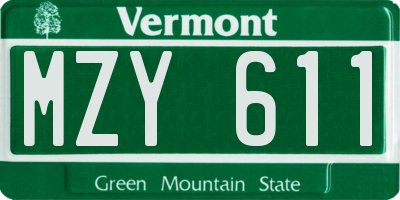 VT license plate MZY611
