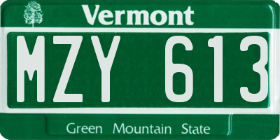 VT license plate MZY613
