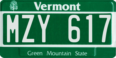 VT license plate MZY617