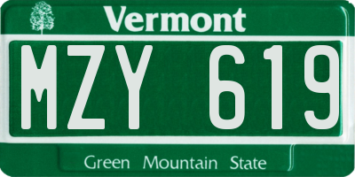 VT license plate MZY619