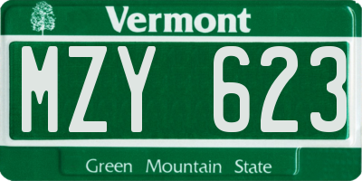 VT license plate MZY623