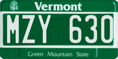 VT license plate MZY630