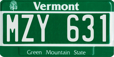 VT license plate MZY631