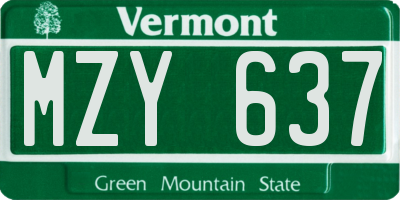 VT license plate MZY637