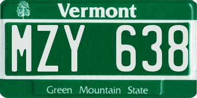 VT license plate MZY638