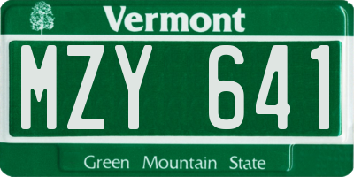 VT license plate MZY641