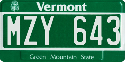 VT license plate MZY643