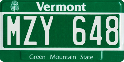 VT license plate MZY648