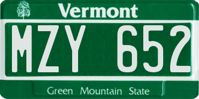 VT license plate MZY652