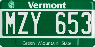 VT license plate MZY653