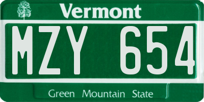 VT license plate MZY654