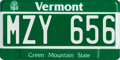VT license plate MZY656