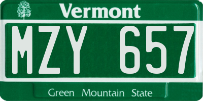 VT license plate MZY657