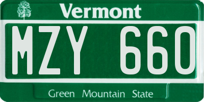 VT license plate MZY660