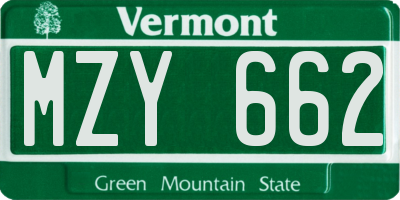 VT license plate MZY662