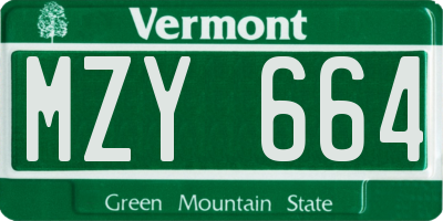VT license plate MZY664
