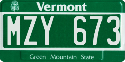VT license plate MZY673
