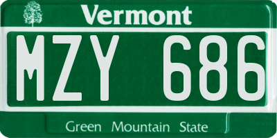 VT license plate MZY686