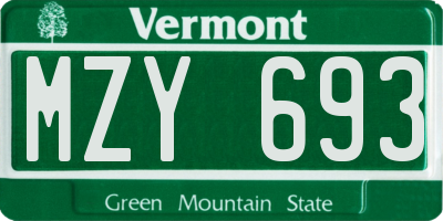 VT license plate MZY693