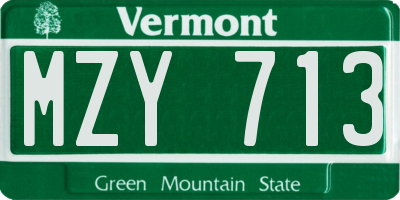 VT license plate MZY713