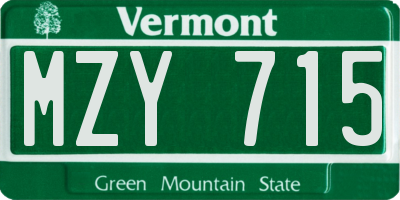 VT license plate MZY715