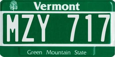 VT license plate MZY717