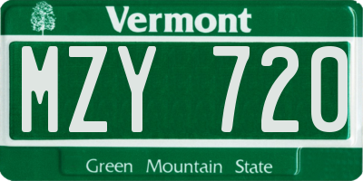 VT license plate MZY720