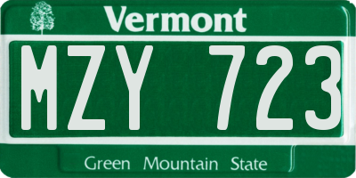 VT license plate MZY723