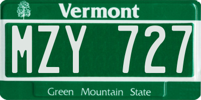 VT license plate MZY727