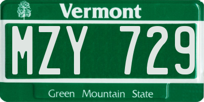 VT license plate MZY729