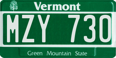 VT license plate MZY730