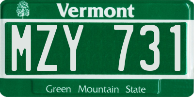 VT license plate MZY731