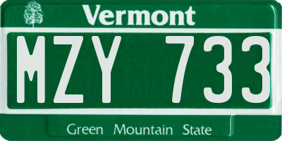 VT license plate MZY733