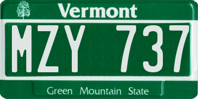 VT license plate MZY737