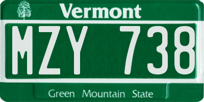 VT license plate MZY738