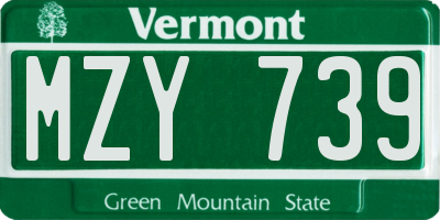 VT license plate MZY739