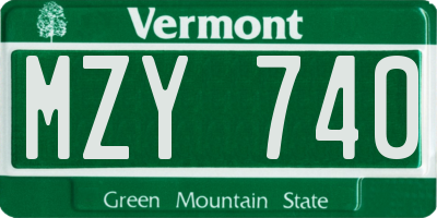 VT license plate MZY740