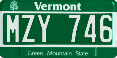 VT license plate MZY746