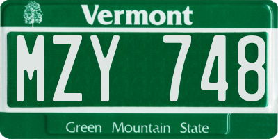 VT license plate MZY748