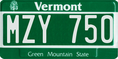 VT license plate MZY750